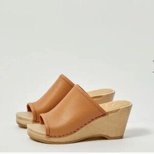 Store No. 6 Daria Peeptoe Wedge in Desert Leather Clog Shoes Size 38